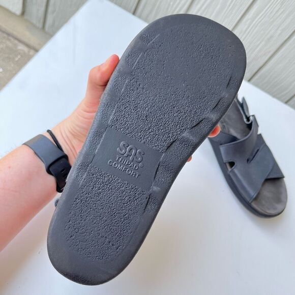 SAS Huggy Navy Leather Comfort Sandals Sz 9.5M – Retail $199 - Picture 3 of 8